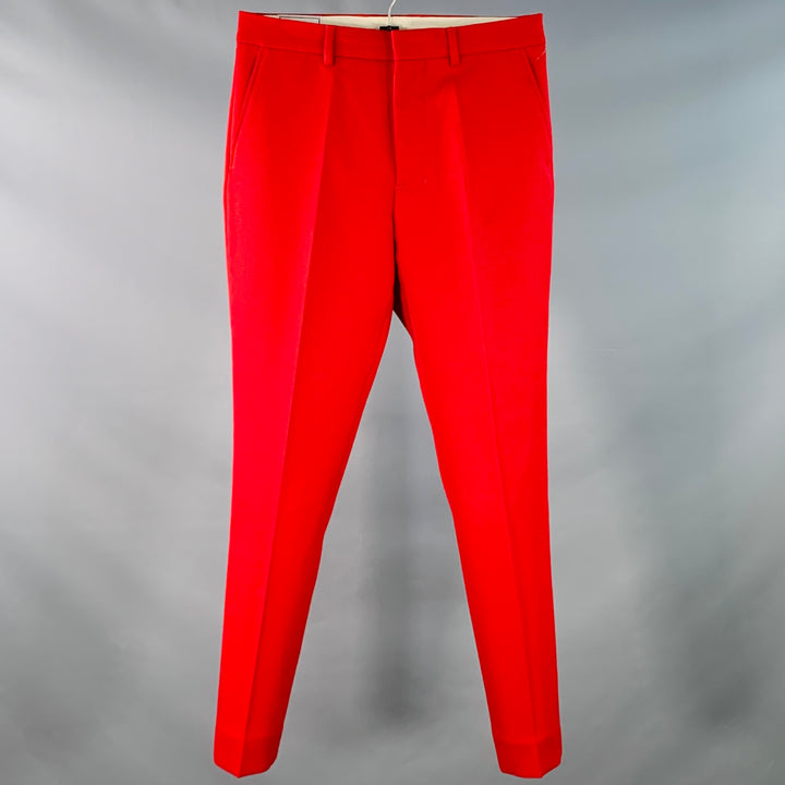 AMI by ALEXANDRE MATTIUSSI Size 28 Red Wool Twill Zip Fly Dress Pants