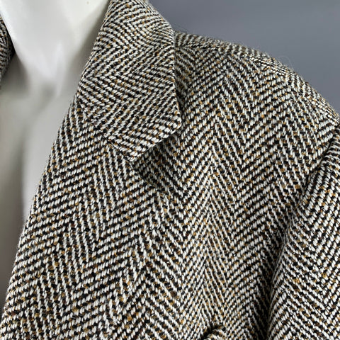 RONNY KOBO Size L White Black Gold Polyester Wool Blazer
