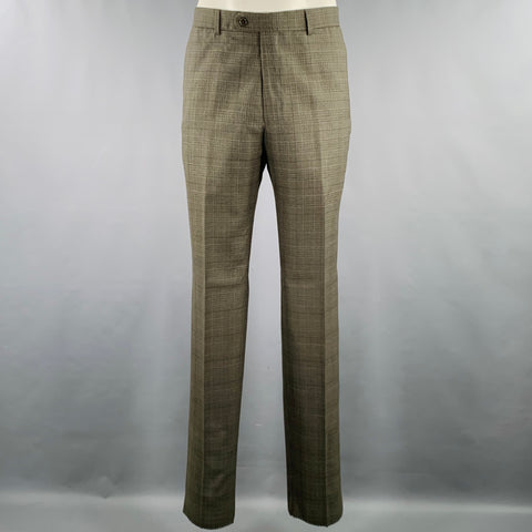 JOSEPH ABBOUD Size 42 Green Charcoal Grey Glenplaid Wool Suit