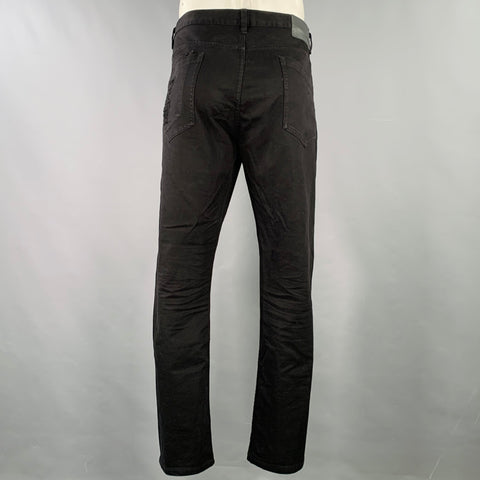 HELMUT LANG Size 38 Black Twill Cotton Distressed Jeans