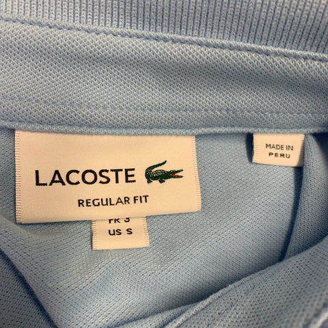 LACOSTE Size S Blue Embroidery Cotton Blend Polo