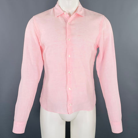 ORLEBAR BROWN Size S Pink Textured Long Sleeve Shirt