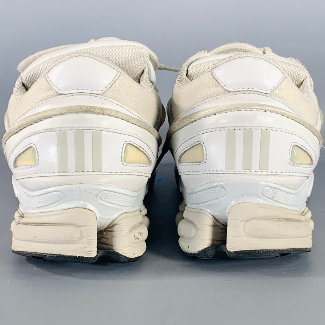 ADIDAS x RAF SIMONS Size 10 Ozweego Bunny White Cream Leather Canvas Runner Sneakers