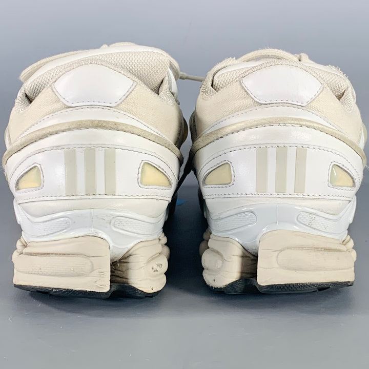 ADIDAS x RAF SIMONS Size 10 Ozweego Bunny White Cream Leather Canvas Runner Sneakers