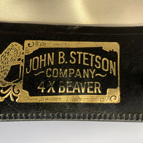 STETSON Size 7.5 Beige Woven Trim Cowboy hat
