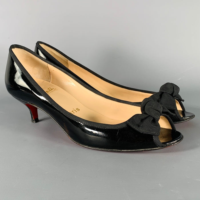 CHRISTIAN LOUBOUTIN Size 6.5 Black Bow Kitten Heels Pumps