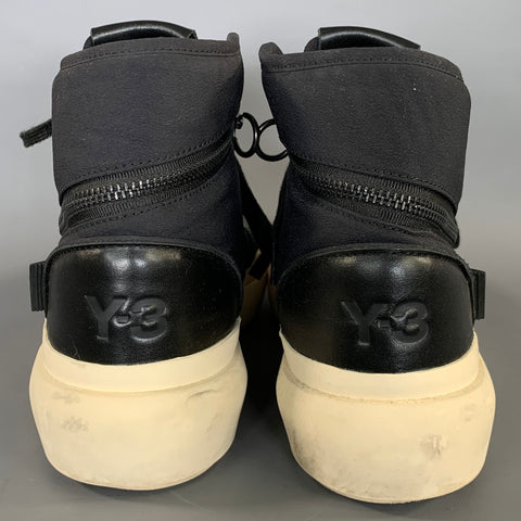 Y-3 Size 9 Black White Canvas High Top Sneakers