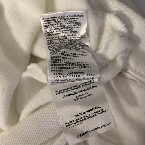 OFF-WHITE Size M Cream Logo Cotton Hoodie Sweatshirt