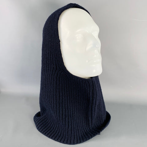 A.P.C. One Size Sacha Navy Ribbed Wool Cashmere Balaclava Hat