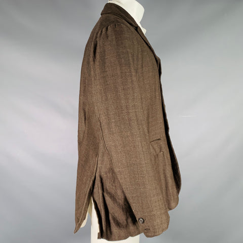 YAECA Size M Brown Wool Ramie Notch Lapel Sport Coat