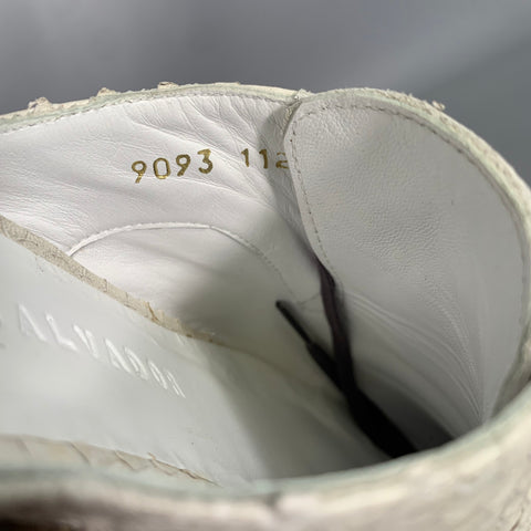 FREDA SALVADOR Size 5.5 White Leather Snake Embossed Embossed Pointed Toe Flats