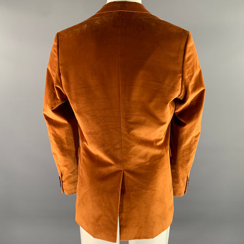 PAUL SMITH Size 40 Orange Copper Velvet Cotton Notch Lapel Sport Coat