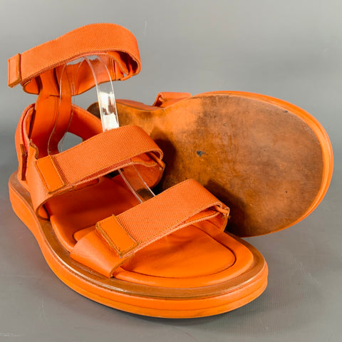 CALVIN KLEIN COLLECTION Size 12 Orange Leather Straps Sandals