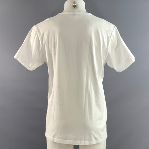 RAF SIMONS Size M White Black Graphic Cotton Crew Neck T shirt