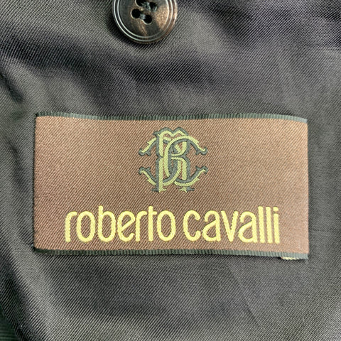 ROBERTO CAVALLI Size 40 Black Grey Snake Jacquard Wool Silk Sport Coat