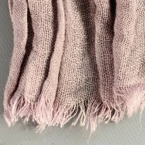 JOHN VARVATOS Purple Lavender Linen Blend Fringe Scarf