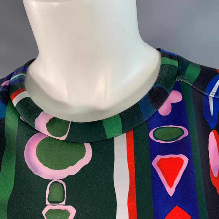 CYNTHIA ROWLEY Size M Black Multi Color Polyester Blend Abstract Casual Top