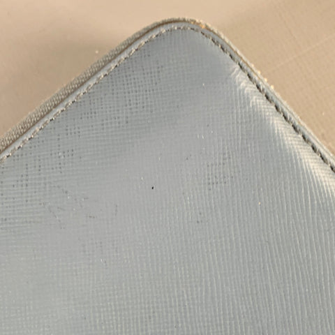 TORY BURCH Blue Saffiano Leather Logo Zip Around Checkbook Wallet