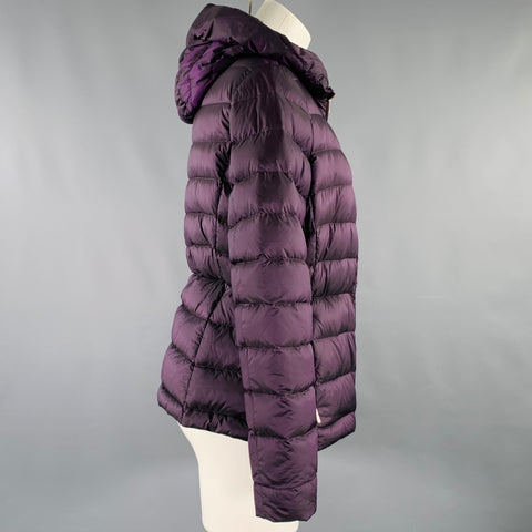 MASSIMO DUTTI Size L Purple Nylon Hooded Padded Jacket