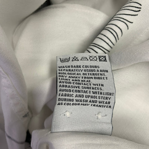 PORTUGUESE FLANNEL Size M White Black Print Lyocell Camp Short Sleeve Shirt