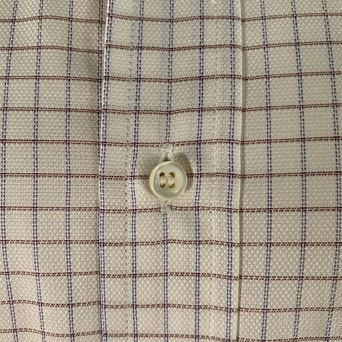 ERMENEGILDO ZEGNA Size M White Blue & Brown Checkered Long Sleeve Shirt