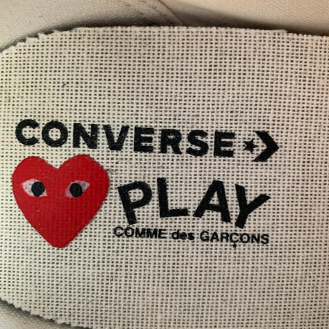 COMME des GARCONS PLAY Size 12 Cream Red Hearts Canvas Low Top Sneakers