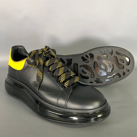 ALEXANDER MCQUEEN Size 10 Black Yellow Leather Low Top Sneakers