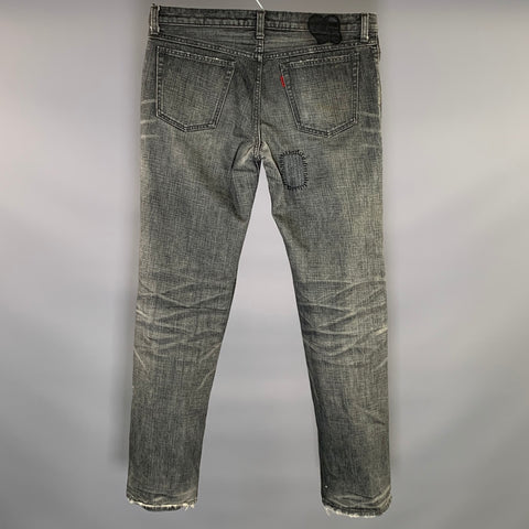 NUMBER (N)INE SS2005 Size 34 Grey Embroidery Cotton Straight leg Jeans