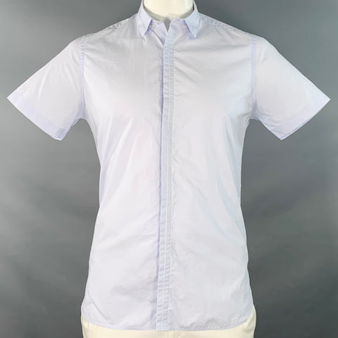 THE KOOPLES Size L Blue Hidden Buttons Fitted Short Sleeve Shirt