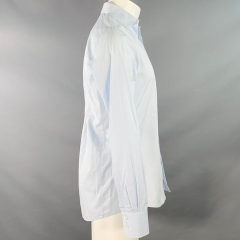 PINK Size S Blue Cotton Spread Collar Long Sleeve Shirt