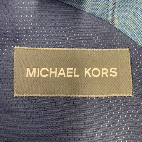 MICHAEL KORS Size 40 Short Blue Window Pane Polyester Blend Sport Coat
