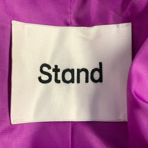 STAND STUDIO Size L Maribel Magenta Orange Color Block Faux Fur Coat