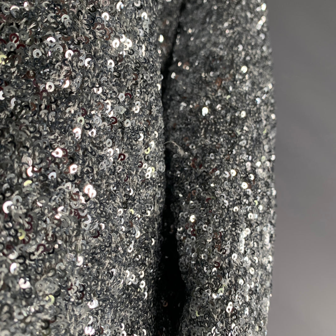ZADIG & VOLTAIRE Size S Vivi Silver Polyester Sequined Jacket Blazer