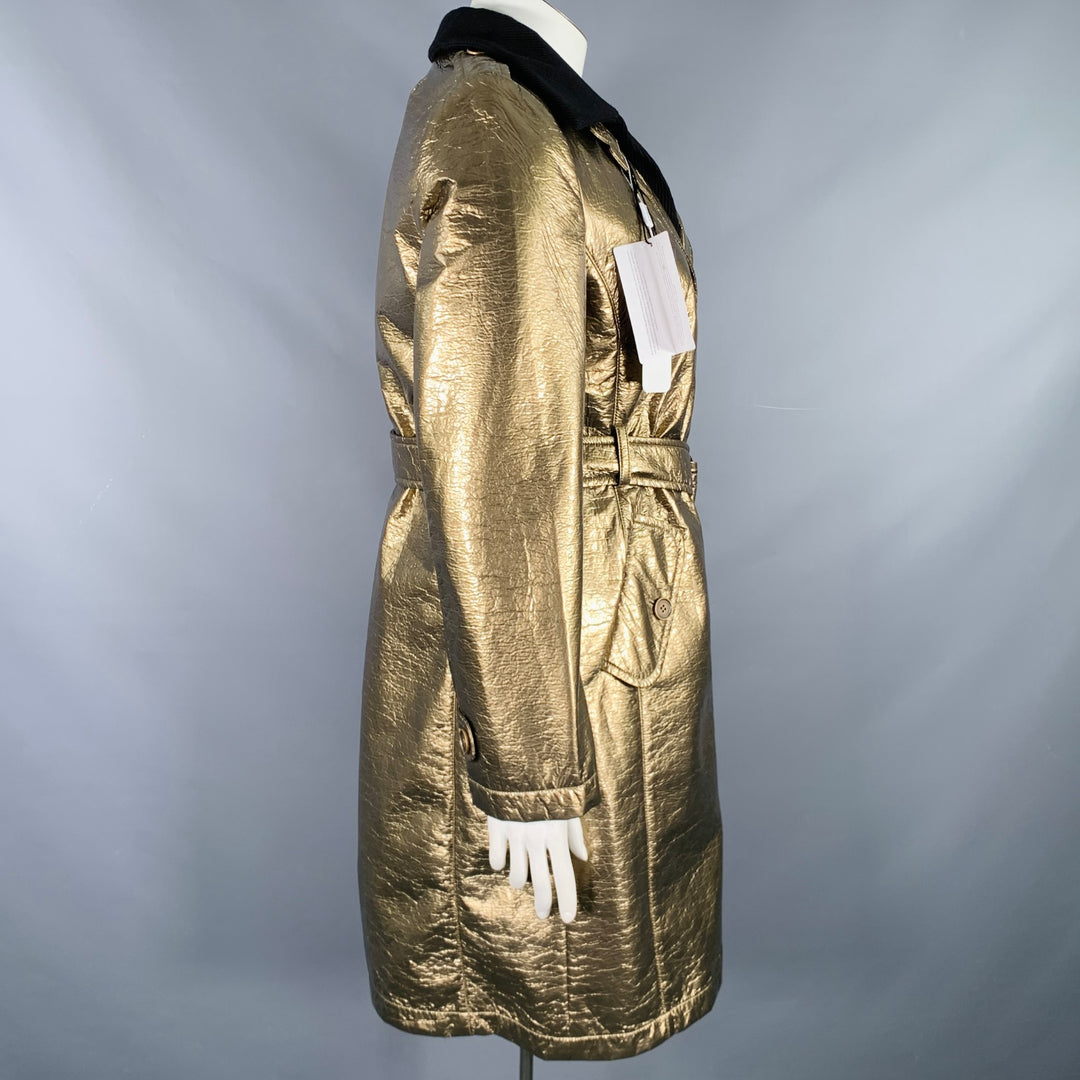 AKRIS Size 12 Gold Polyester Blend Metallic Trench Coat