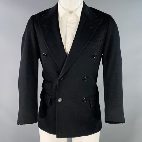 RALPH LAUREN Size 38 Regular Black Cashmere Double Breasted Sport Coat