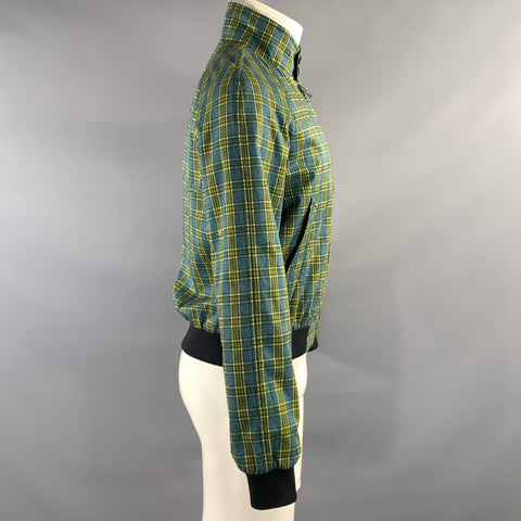 PRADA Size 36 Blue Green SGN671 Plaid Cotton Zip Up Jacket