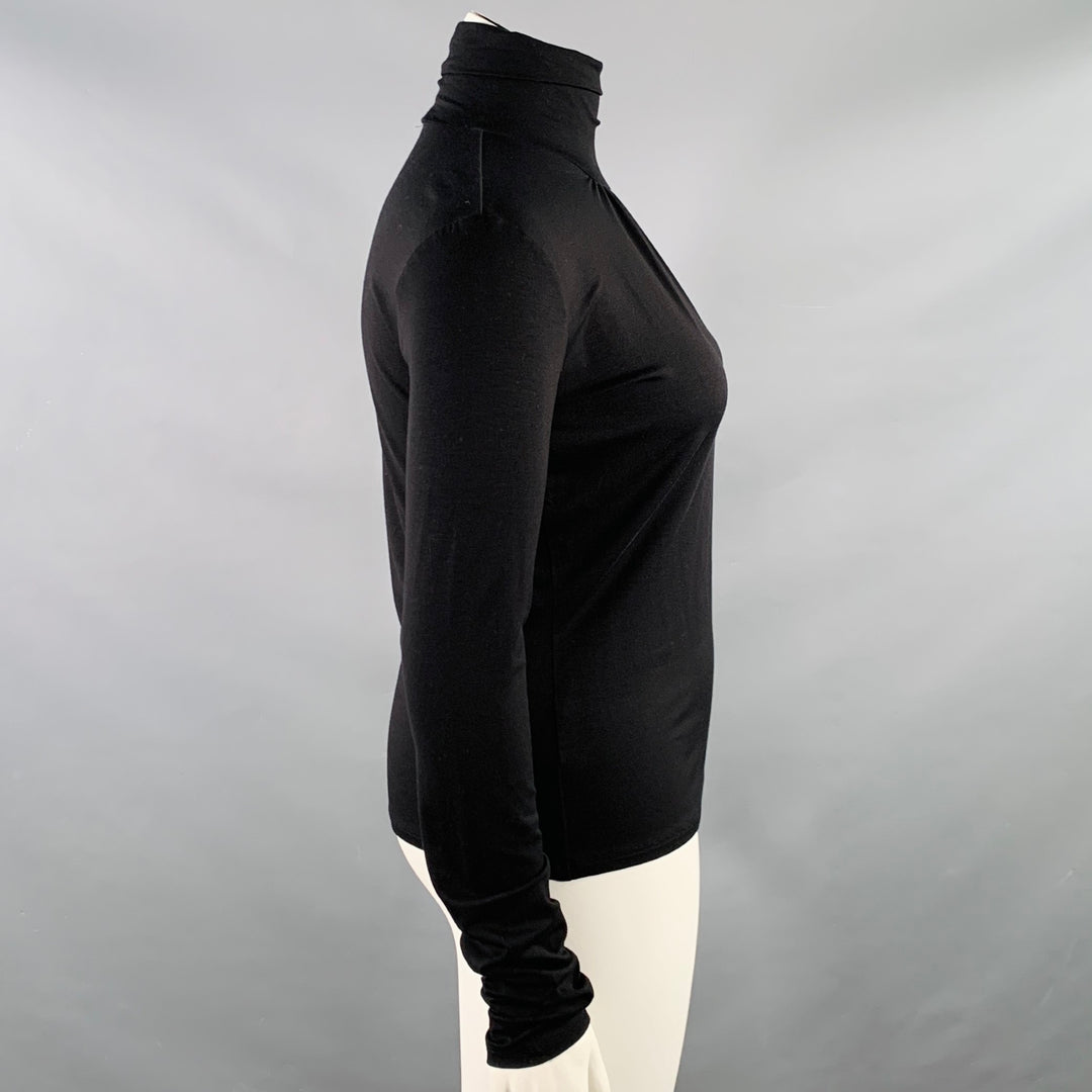 MAX MARA Size L Black Viscose Blend Mock Neck Pullover