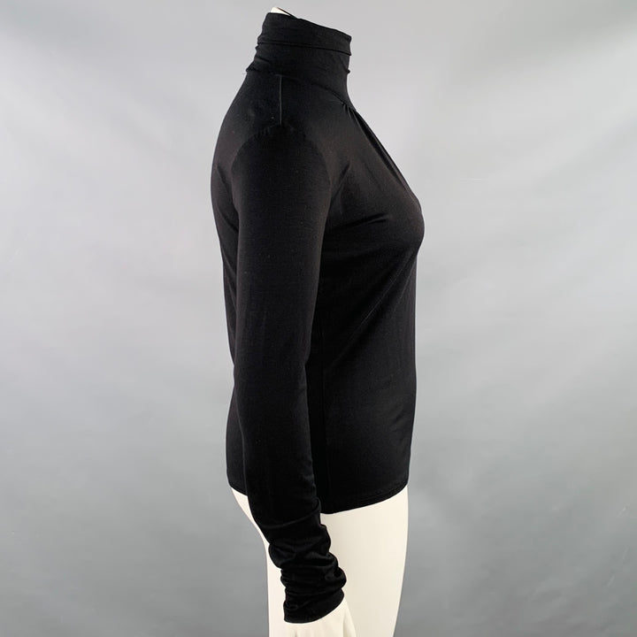 MAX MARA Size L Black Viscose Blend Mock Neck Pullover