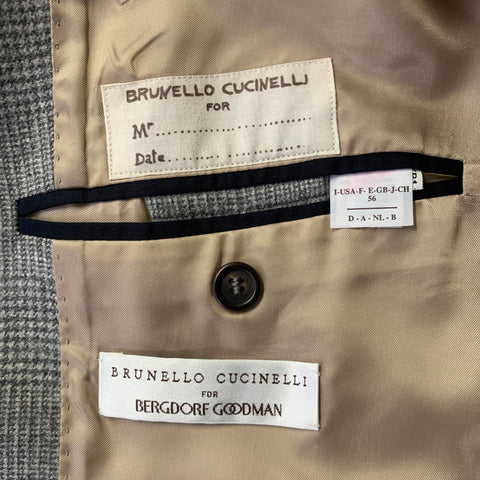 BRUNELLO CUCINELLI Size 46 Grey Glen Check Wool Cashmere Sport Coat
