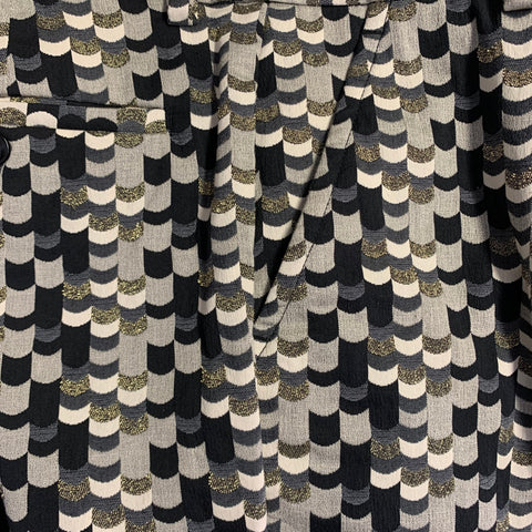 MR TURK Size 36 Regular Grey Black Gold Scales Jacquard Cotton Blend Suit