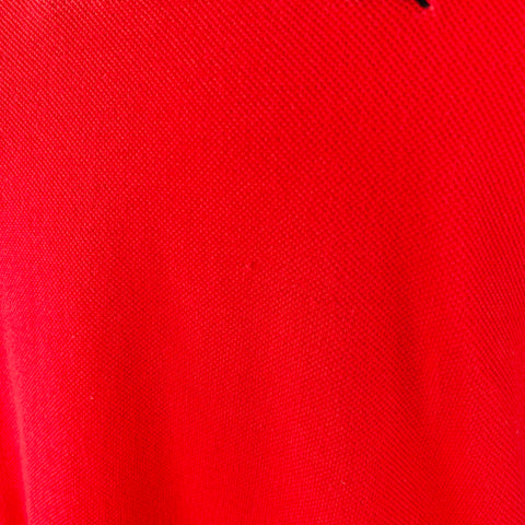 BURBERRY Size S Red Contrast Check Trim Cotton Pique Polo