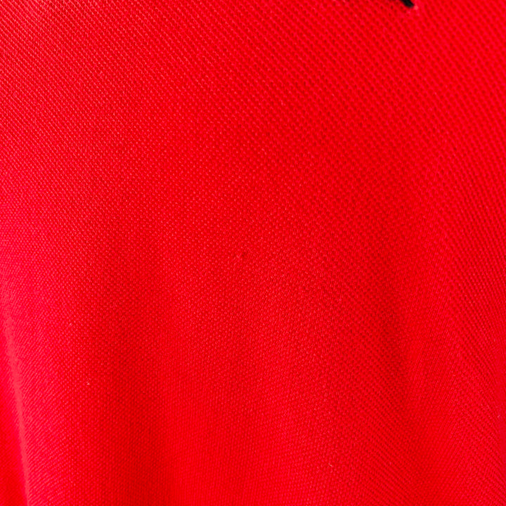 BURBERRY Size S Red Contrast Check Trim Cotton Pique Polo