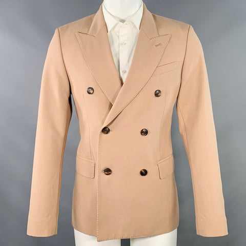 AMI by ALEXANDRE MATTIUSSI Size 38 Tan Wool Peak Lapel Double Breasted Sport Coat