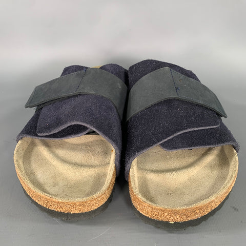 BIRKENSTOCK Size 9 Navy Khaki Mixed Fabrics Suede Slide Sandals