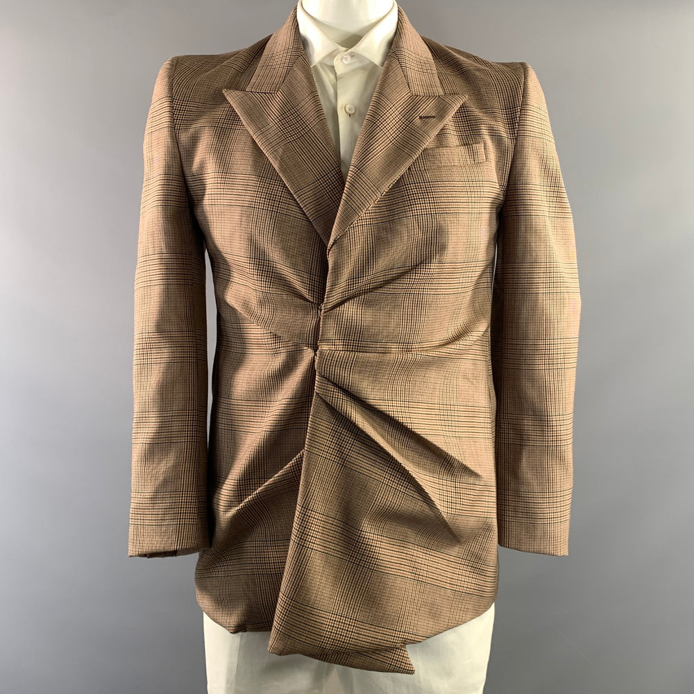 ALEXANDER MCQUEEN Chest Size 40 Size 40 Brown Black Glen Check Cotton Jacket