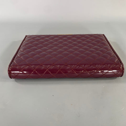 SALVATORE FERRAGAMO Purple Quilted Patent Clutch Bags