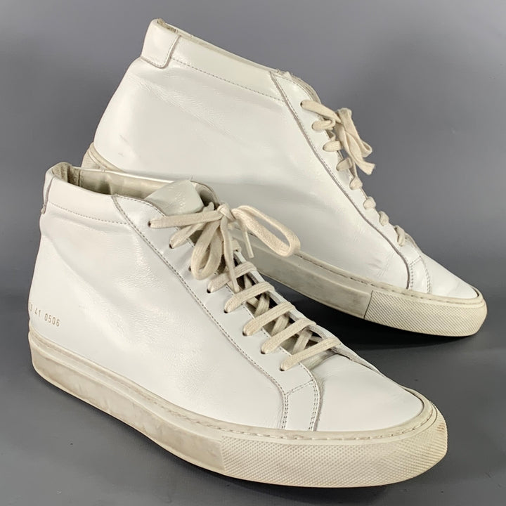 COMMON PROJECTS Size 8 White Leather Lace Up Sneakers