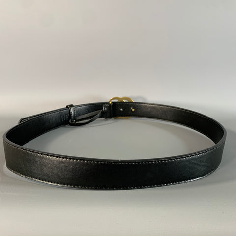 GUCCI Waist Size 34 Black Gold 409417 Leather Belt