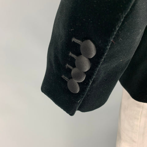 DOLCE & GABBANA Size 42 Black Velvet Cotton Silk Peak Lapel Sport Coat