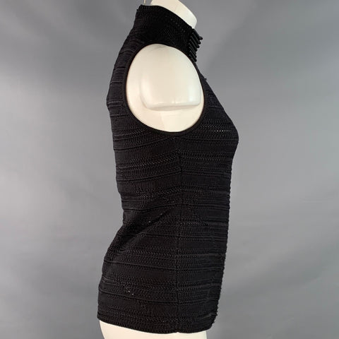 RALPH LAUREN COLLECTION Size M Black Silk Blend Beaded Sleeveless Casual Top
